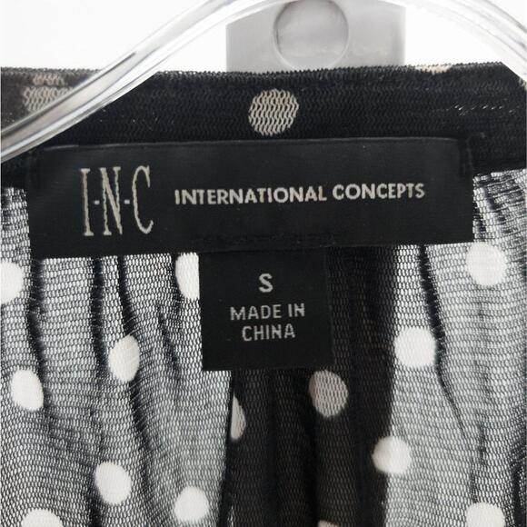 INC Printed Lace-Up Top Floating Dot S - Picture 6 of 6